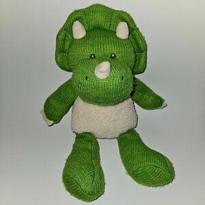 Spark Create Imagine Green Dinosaur Plush Knit Lovey 10" Stuffed Toy Triceratops